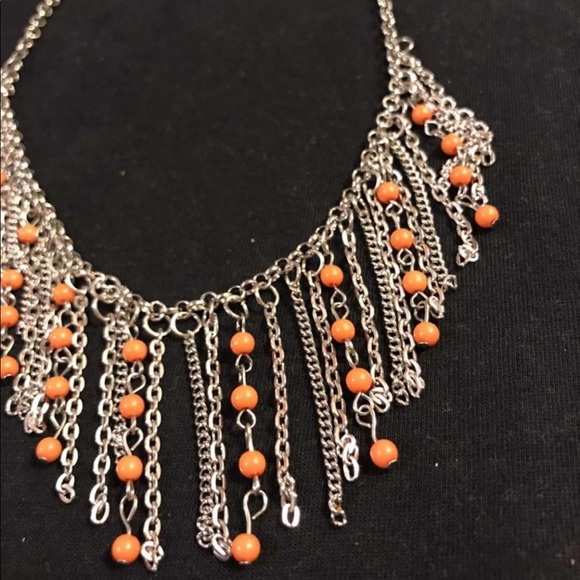 Paparazzi orange statement necklace set - Picture 2 of 3